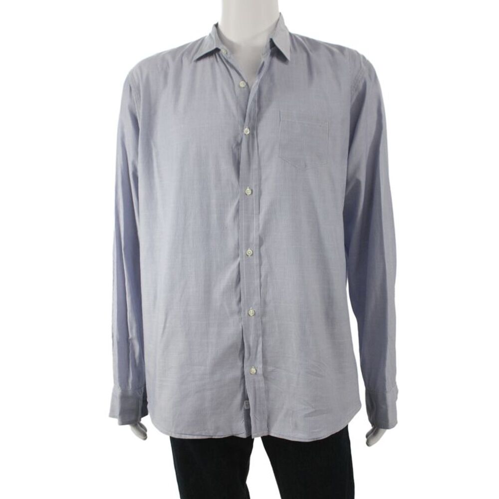 Frank & Eileen Men Blue Cotton Collared Long Sleeve Button-Up Shirt Size XL
